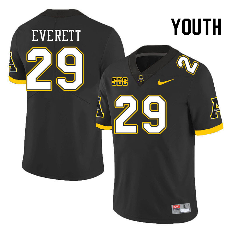 Youth #29 Carter Everett Appalachian State Mountaineers College Football Jerseys Stitched Sale-Black